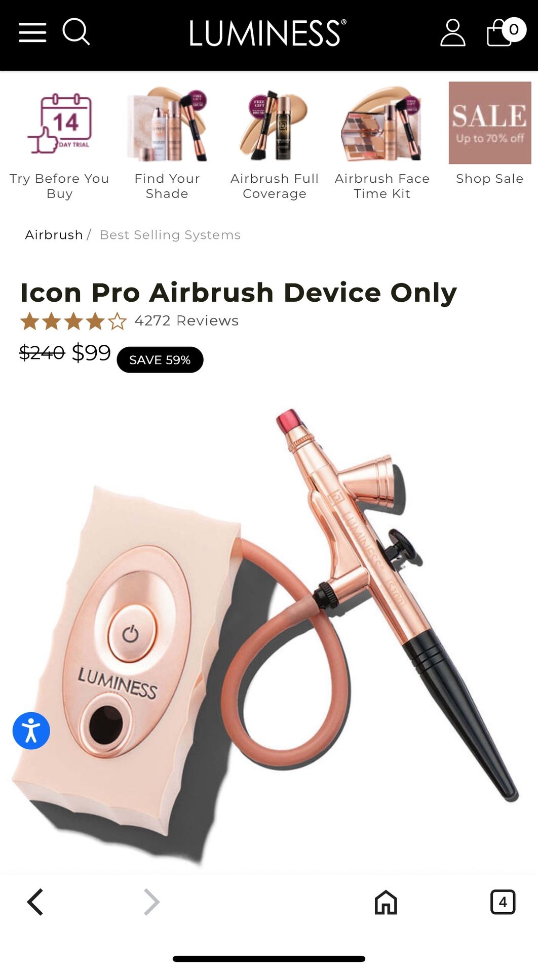 Luminess I Pro Con Airbrush Device In Metallic Pink