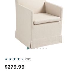 Elena linen Upholster Rolling Dining Chair 