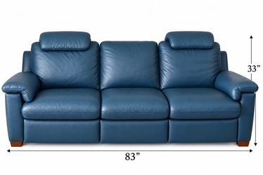 Gorgeous Blue Leather 3-Seat Sofa