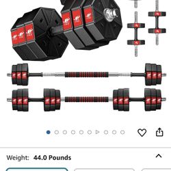 Lot Of Adjustable Weights Dumbbells Set, 44Lbs 3 in 1 Adjustable Weights Dumbbells Barbell Set,