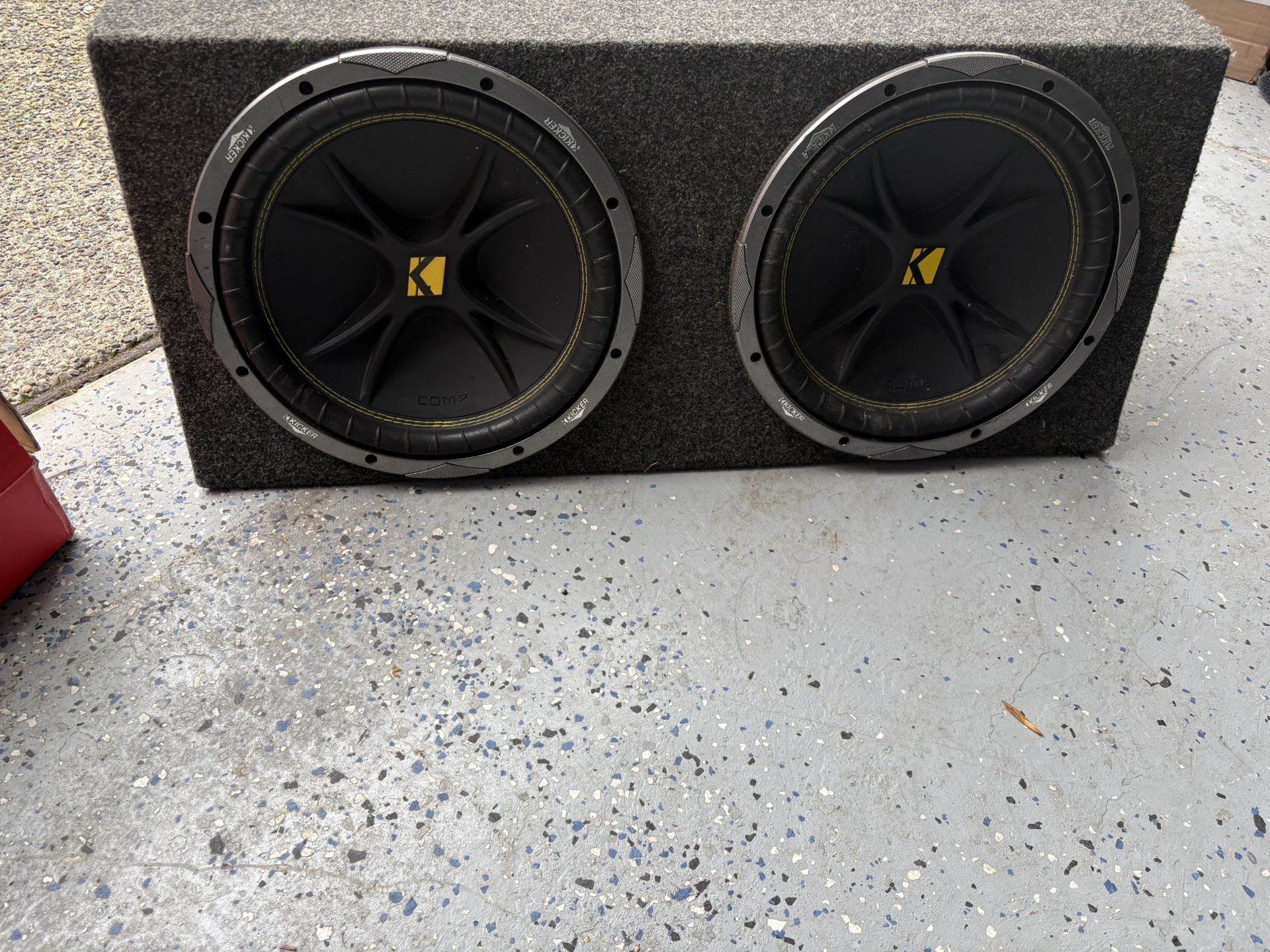 2 12inch kicker comp subwoofers w/ 1100 watt Crunch Amp