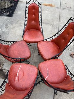Set of 6Vintage High-Back Wrought Iron Chairs