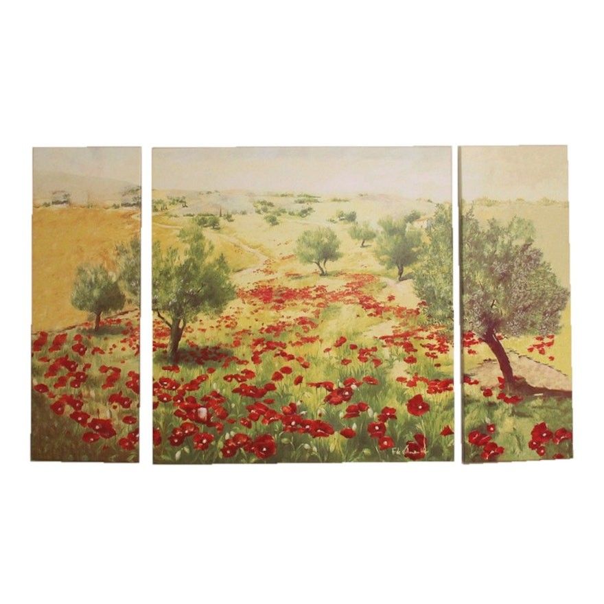 Fabrice de Villeneuve "Poppy Triptych Trio" Giclée