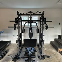 Vesta Fitness Smith Machine 2001 w/Bench Attachment | 230lb Bumpers Weights | 7ft Olympic Bar | Fitness | Gym Equipment | FREE DELIVERY 🚚 