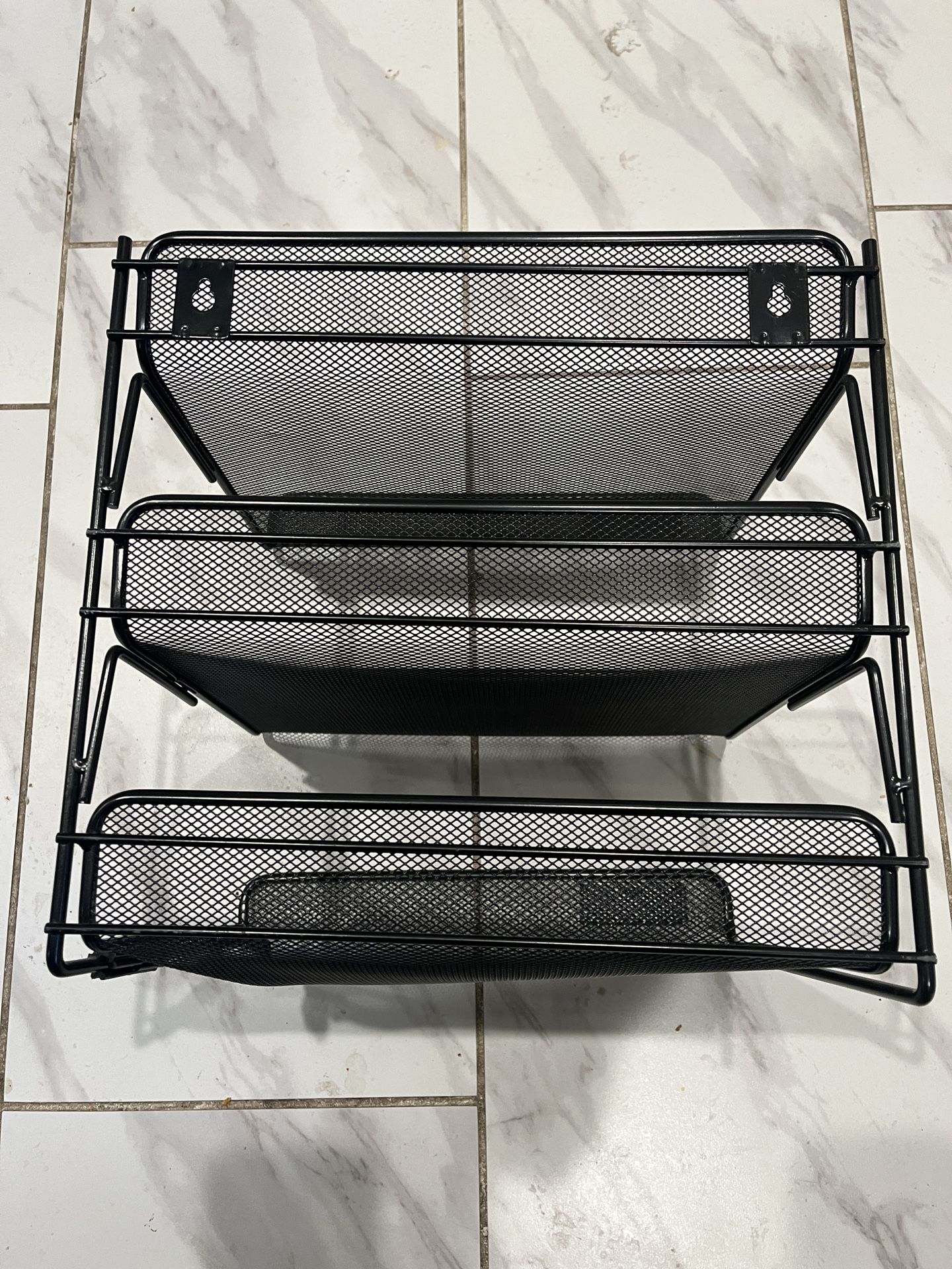 Black Metal Mesh Wall Organizer approx H12”W13”