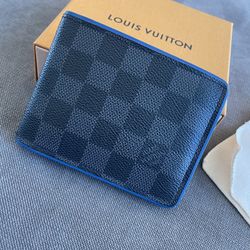 Louis Vuitton Wallet Customized With Blue Damier Graphite Canvas 