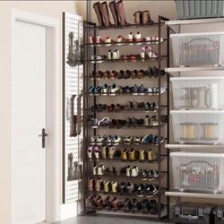 Shoe Rack, 12-Tier Tall Metal Shoe Storage Organizer for Closet, Entryway, Garage, Set of 2 6-Tier Big Stackable Shoes Rack S