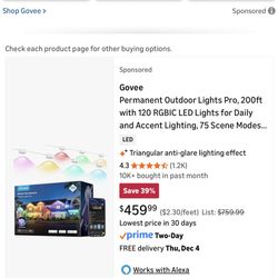 Alexa Activated Permanent Outdoor Lights Pro, 200ft with 120 RGBIC LED Lights for Daily and Accent Lighting, 75 Scene Modes...