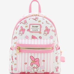 Loungefly Sanrio My Melody Allover Print Striped Mini Backpack