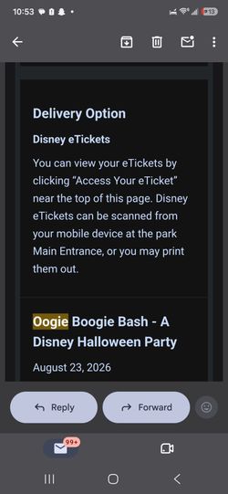 Oogie boogie tickets Sunday 08/23