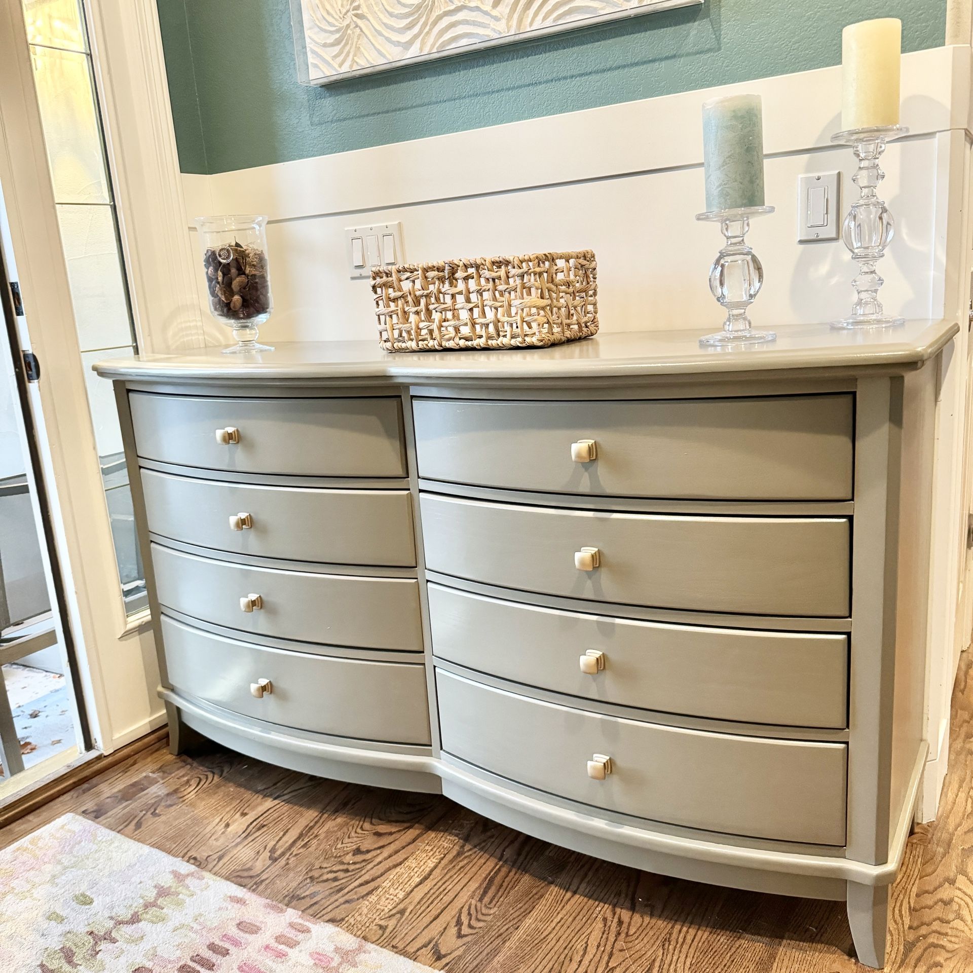 Beautiful Taupe 8 Drawer Modern Wood Dresser