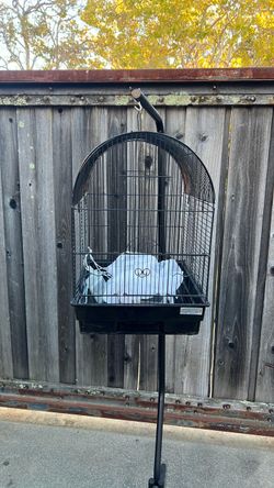 Black Dome Top Bird Cage with Stand