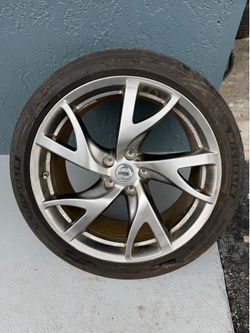 13-17 370Z Silver Alloy Rays Forged Front Wheel 19x9J Five 5 Split Spoke OEM Rim