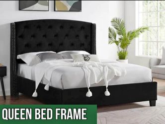 Black Velvet Queen Bed Frame