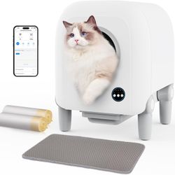 Automatic Cat Litter Box with Top-Loading Litter Addtion, Self Cleaning Cat Litter Box with Odor-Elemination&Weight Monitoring Function, APP Control A