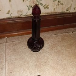 Vintage Avon “To A Wild Rose” Cologne Ruby Red Glass Perfume Bottle 6.75” Preown