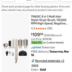7Magic 6in1 hair styler MISSING GLOVE AND HAIR PINS SEE PIC
