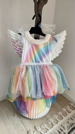 Unicorn Costume with Wings and Rainbow Skirt