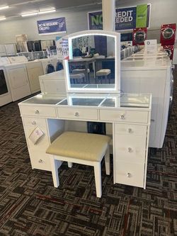 WHITE VANITY WITH LED LIGHTS - WE DELIVER 