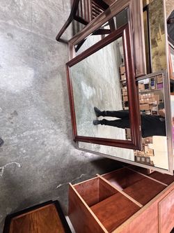 Wood Dresser with Mirror