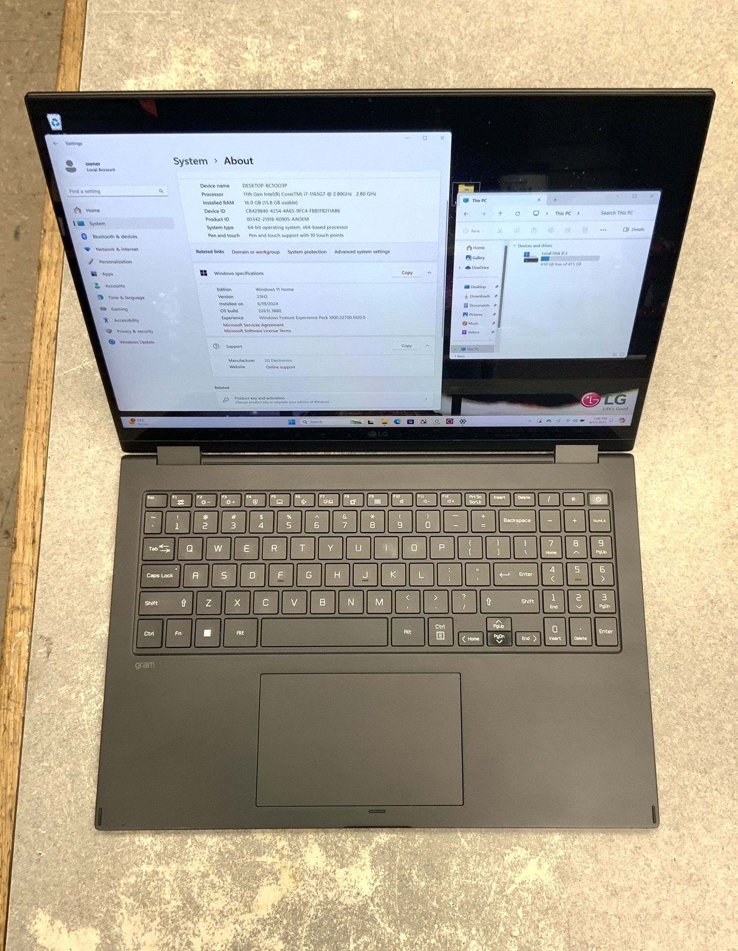 LG 16T90P Gram Laptop 360 Touch Screen Notebook 16 GB Ram 64 Bit Operating System Windows 11 512 Memory Storage Wifi Bluetooth Keyboard