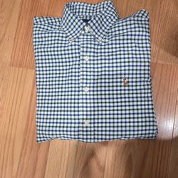Ralph Lauren Gingham Oxford Shirt, M, Green and Blue
