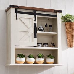 M-u-eble de Al-ma-cenamiento Mo-ntado en la Pared, Blanco Antiguo