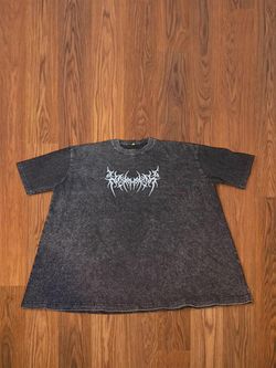 Y2K Metal Band T Shirt Mens 3XL Black Grey Stylized Logo Graphic Tee 26x31