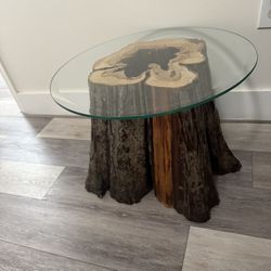 Pretty Home Decoration Natural Real Wood  Strong Piece Table With Glass Top! Brand New ( Ask For Price) 