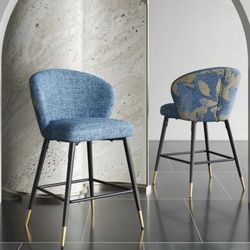 Lunavite 41" Counter Height Bar Stools - Jacquard Upholstered - Set of 2