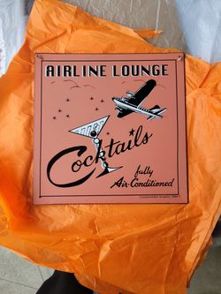 Airline Lounge Cocktails Metal Wall Art