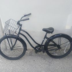 Women's 26" Black Phat Cycle Sea Wind Beach Cruiser With Basket 