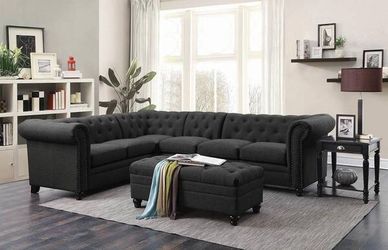 Grey Linen Like Sectional $999- Best Prices!