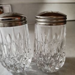 Heavy Salt And Pepper Set. Possibly Crystal?  Not Sure