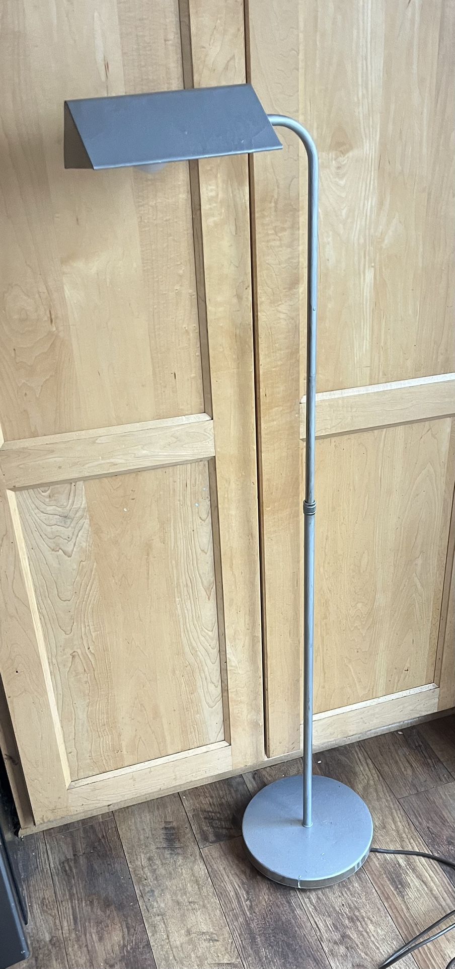 Vintage Gray Metal Floor Reading Lamp