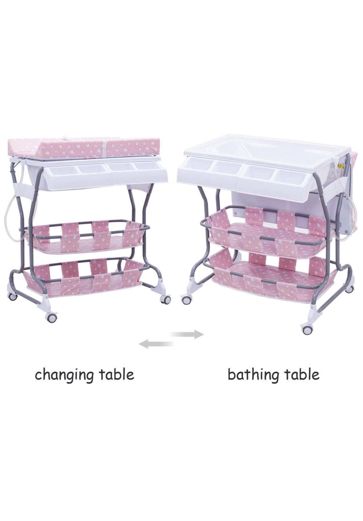 Pink & White Changing Table/Bath Tub