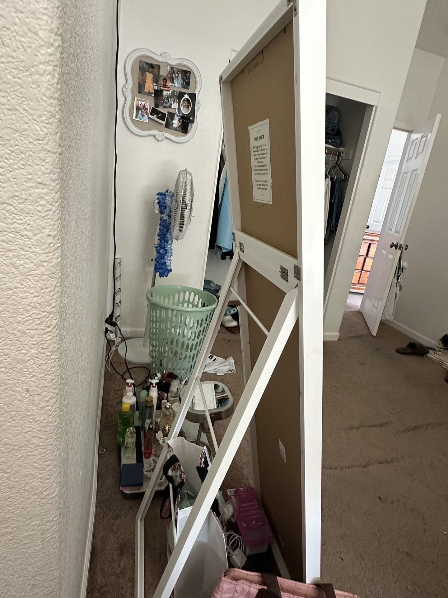 White Mirror With Easel Stand