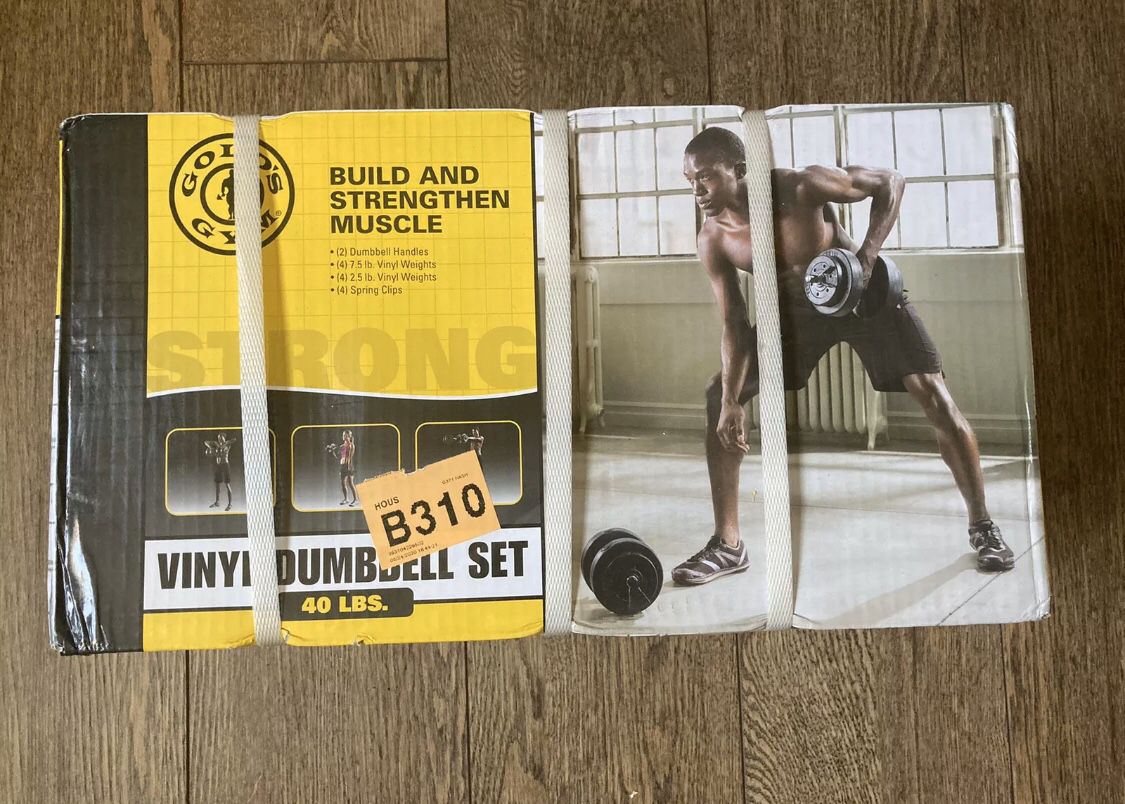 Gold's Gym 40 lbs Vinyl Dumbbell Weightlifting Set Brand New