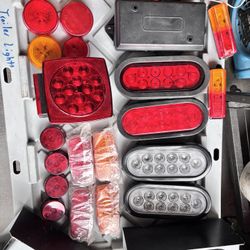 Huge Lot Of New LED Trailer Lights, Junction Box, Switches, Rock Lights, Brake Lights, Clearance Lights And Light Mounts 