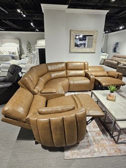 Sale... sale.. 6 Pc Modern Power recliner & headrest Leather Modular sectional!