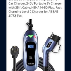Level 2 EV Charger, 40 Amp Electric Car Charger, 240V Portable EV Charger with 25 ft Cable, NEMA 14-50 Plug, Fast Charging Level 2 Charger for All SAE