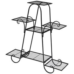 6-Tier Metal Plant Stand with Scrollwork Design