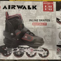 Airwalk Adult Inline Skates Red Black Adjustable Fit 8-8.5 