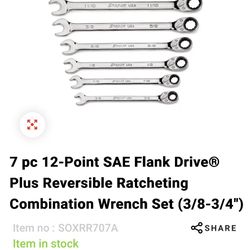 Snap on 7 Pc SAE Ratcheting Wrench set