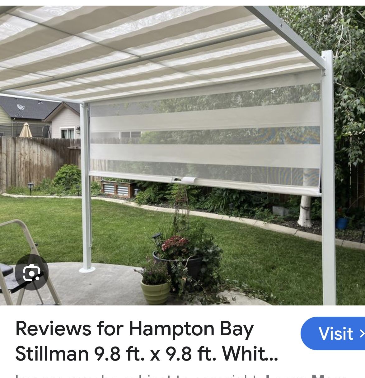 Hampton Bay Stillman 9.8 ft. x 9.8 ft. White Metal Pergola