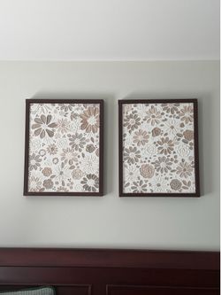 Handmade Textured Floral Wall Art Set, Neutral Modern Home Decor