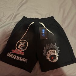 Black and Red Hellstar shorts 