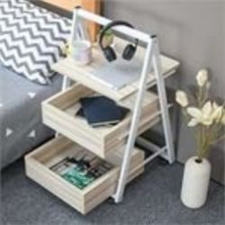 3-tier End Table With Wood Storage Shelf.