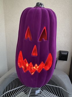 NEW X-Large Purple Velvet Light Up Skinny Halloween Pumpkin