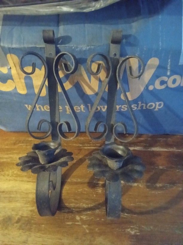 Thick Rod Iron Candle Sticks Set Of 2